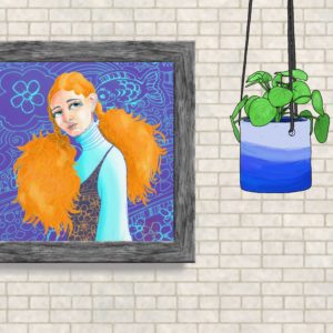 Orange Curly Hair girl by Sue Flask