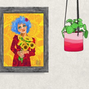 Sunflower Blue Eyed Girl by Sue Flask